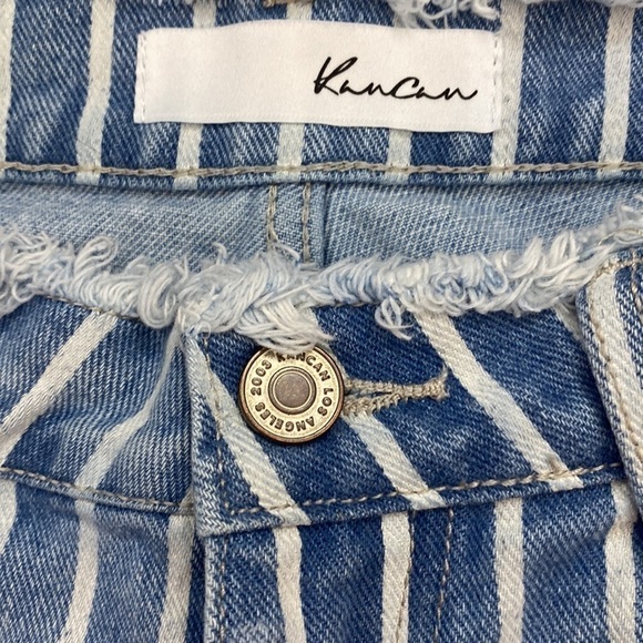 KANCAN Hi Rise Striped Jean Shorts Destroyed Fringe Raw Hem Distressed Small - Picture 10 of 10